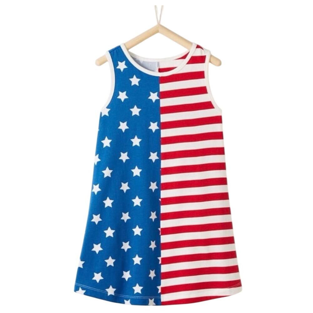 Hanna Andersson Girls' Stars & Stripes Cotton Swing Dress Size 10